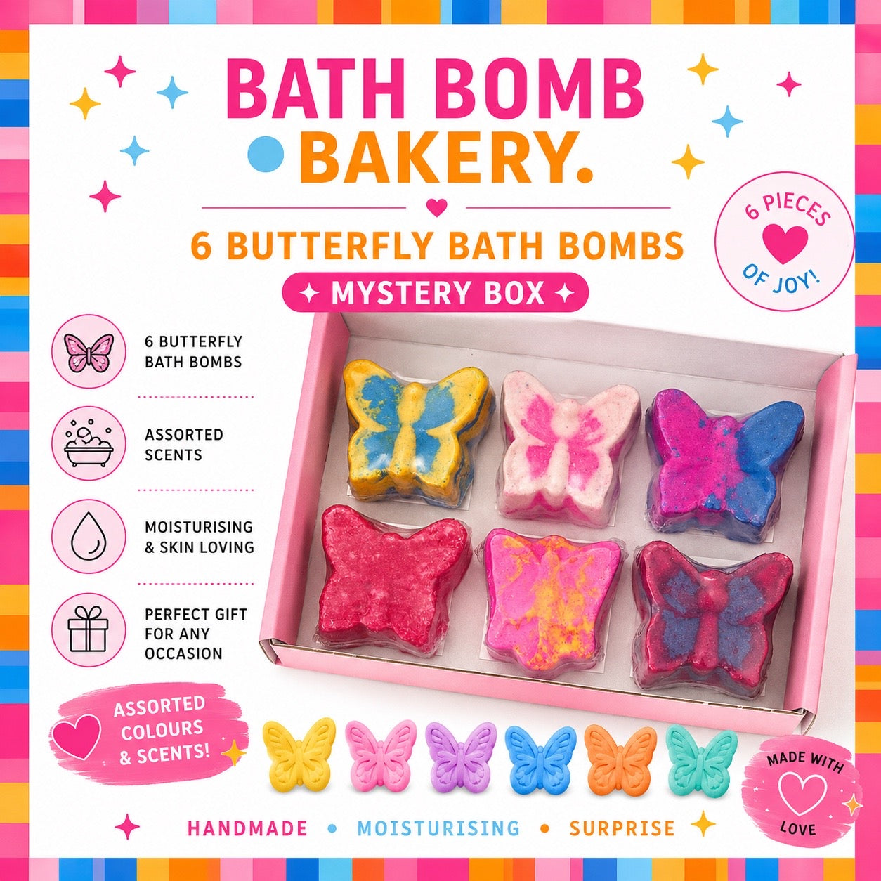6 butterfly bath bomb gift box