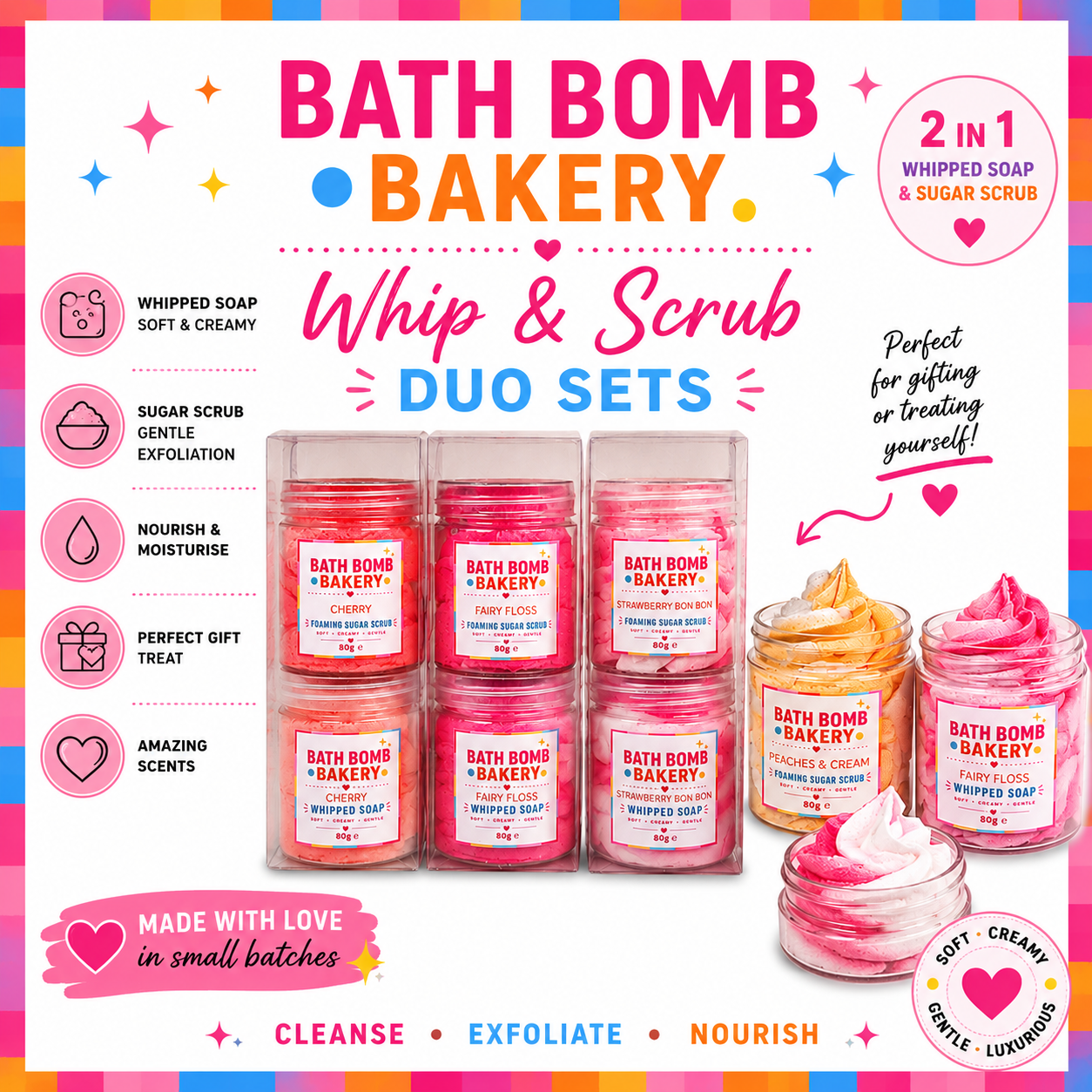 Whip & Scrub Duo Set – Whipped Soap & Sugar Scrub Gift Set