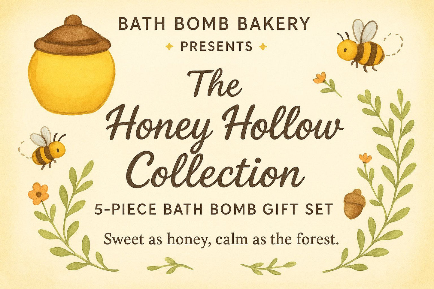 The honey hollow 5 piece bath bomb collection