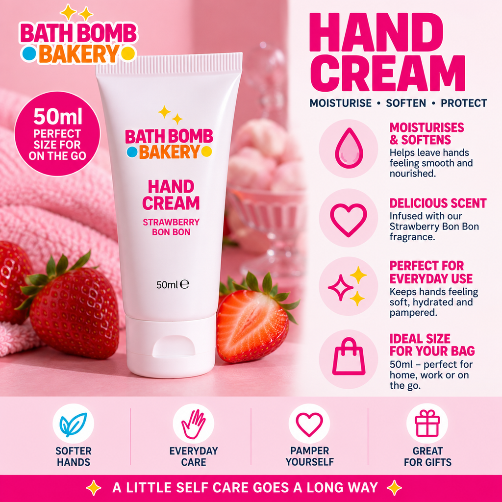 Strawberry Bon Bon Hand Cream 50ml | Moisturising Hand Cream