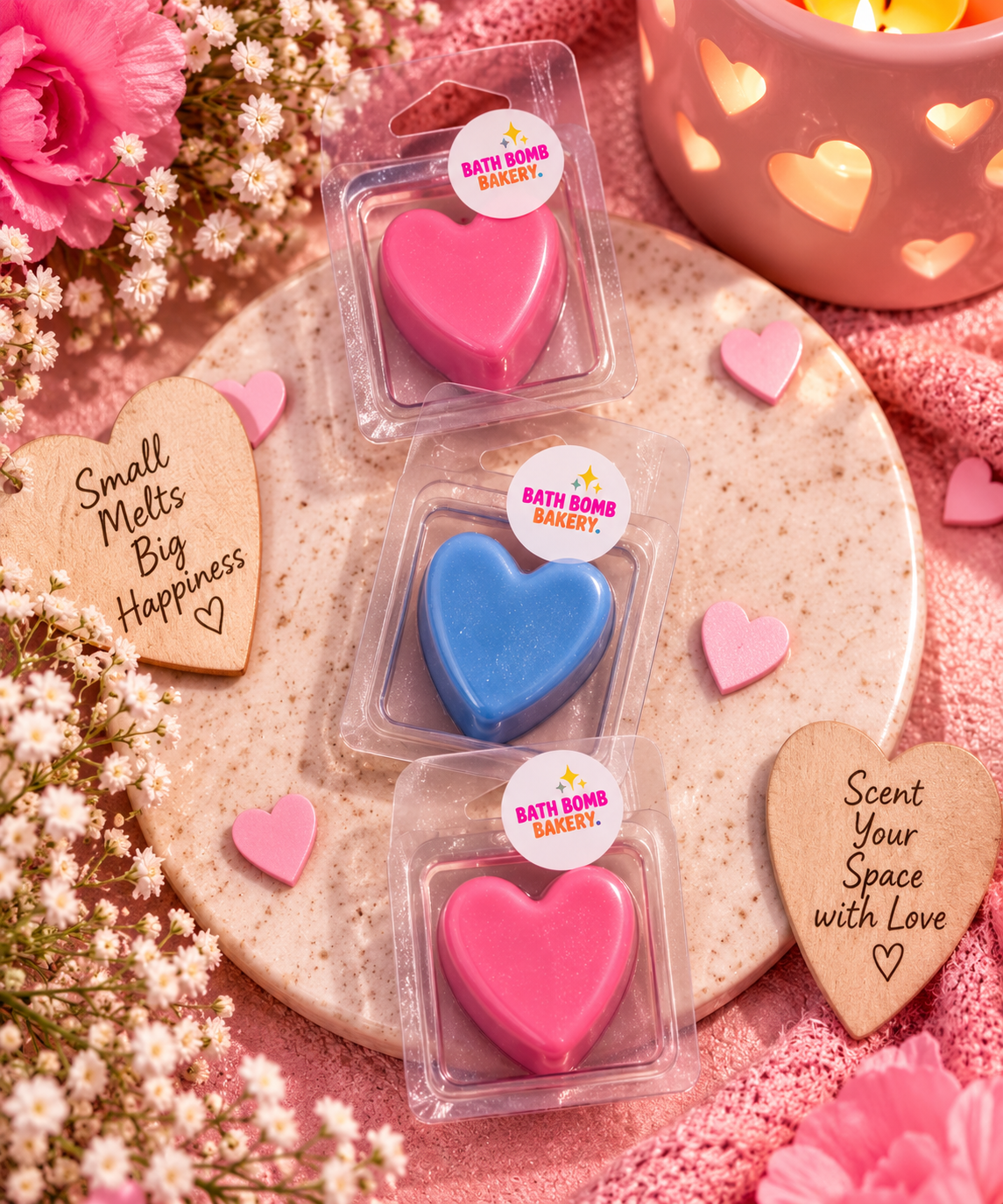 Mini Heart Wax Melts — Approx. 25g