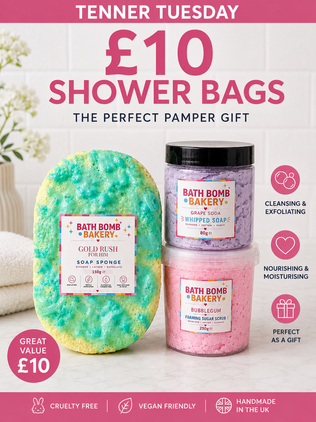Tenner Tuesday shower bags